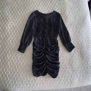 Zara dress ruched MICRO DOT MINI DRESS BLACK / WHITE (size S)